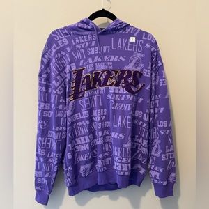 NBA Women's Lakers Over-sized Graphic Hoodie Large Ultra Violet